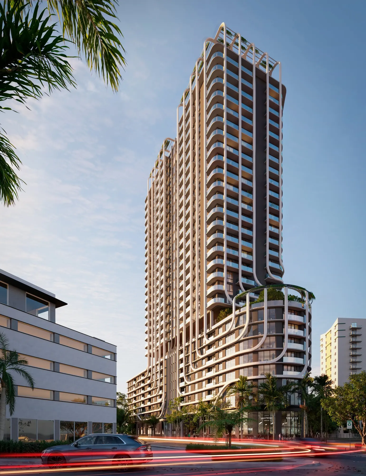 Parametric residential tower exterior render