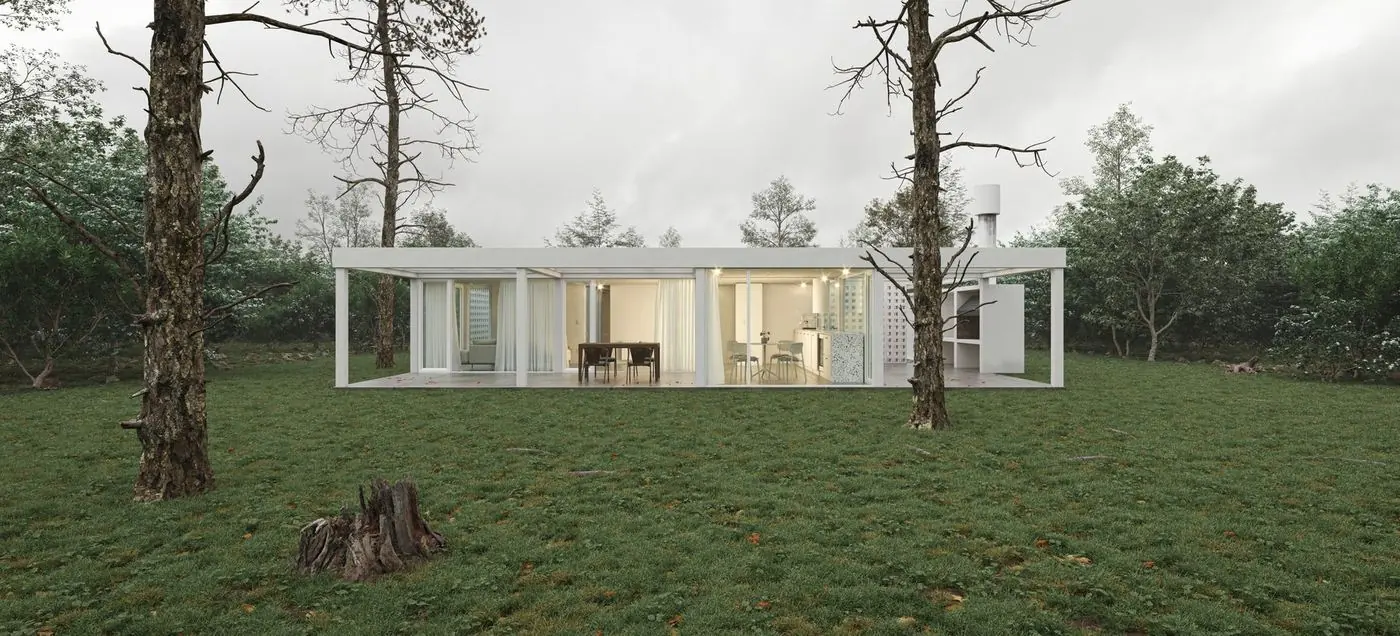 Glass House exterior, process study