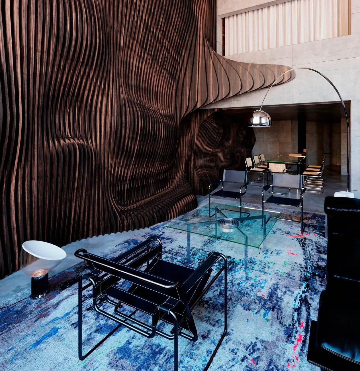 Wave Wall Loft lounge, Plan B render