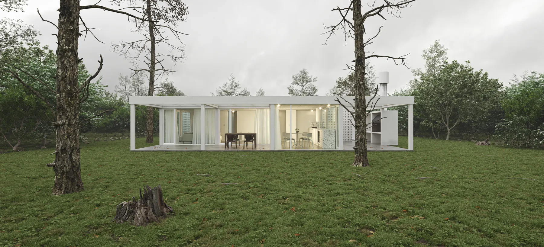 Glass House exterior, Plan B render