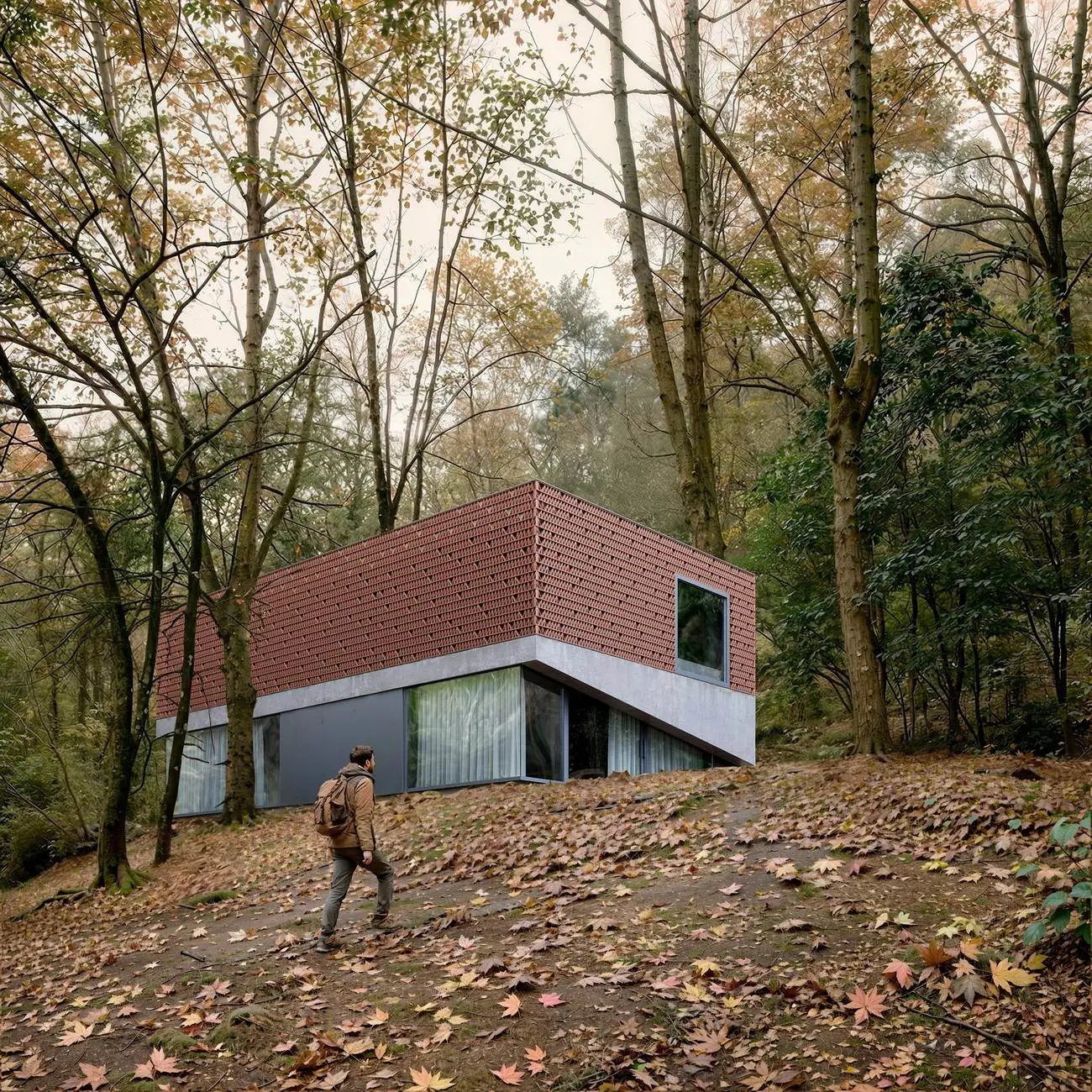 Forest House approach view, Plan B render